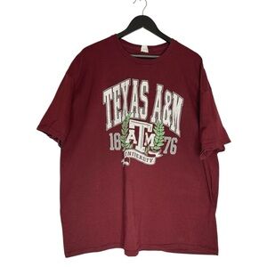 Texas A&M Graphic College Tee Maroon Hanes Authentic Vintage T Shirt - Size 2XL